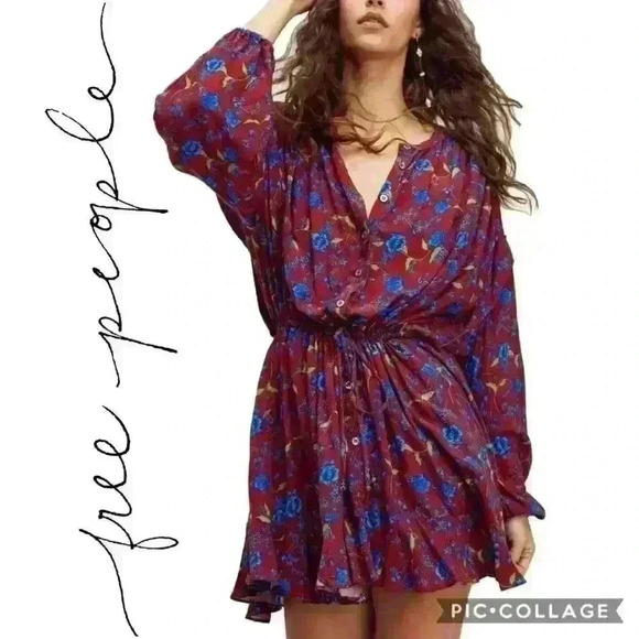 Free People Floral Tie Waist Mini Dress XS - Picture 1 of 15